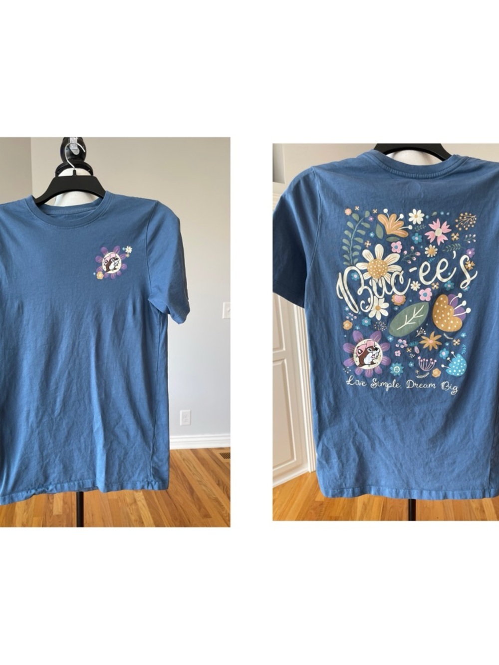 Bucee's size small T shirt EUC floral forest Live Simple Dream Big beaver small - Picture 8 of 10